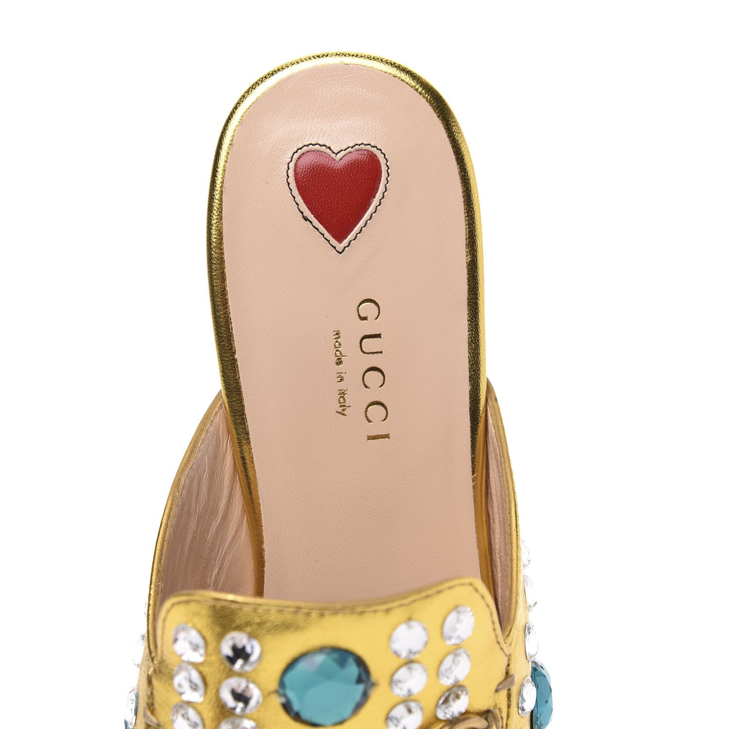 Gucci Metallic Nappa Crystal Womens Princetown Slippers 38 Gold 6 of 9