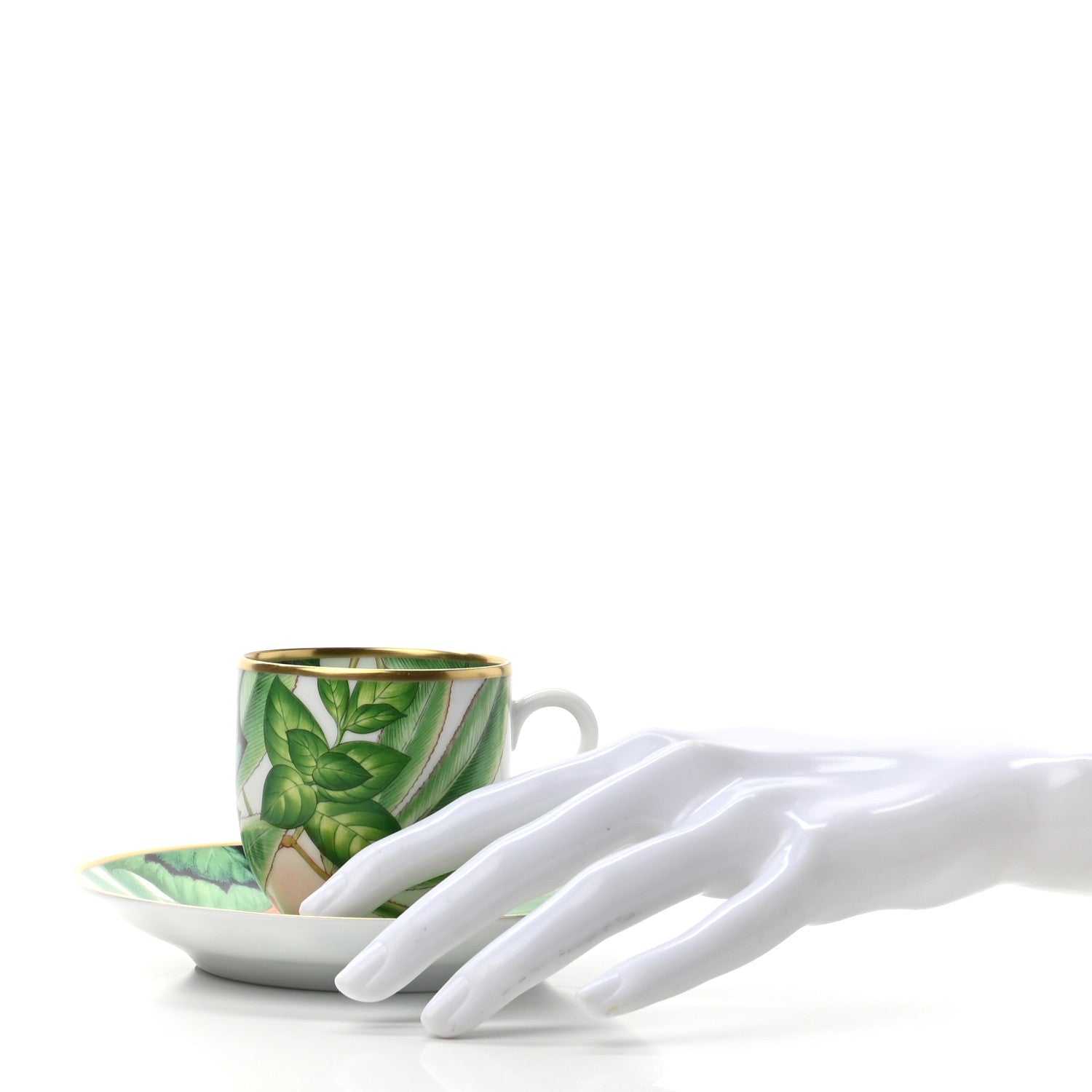 Hermes Porcelain Passifolia Coffee Cup And Saucer Set of 2 2 of 13
