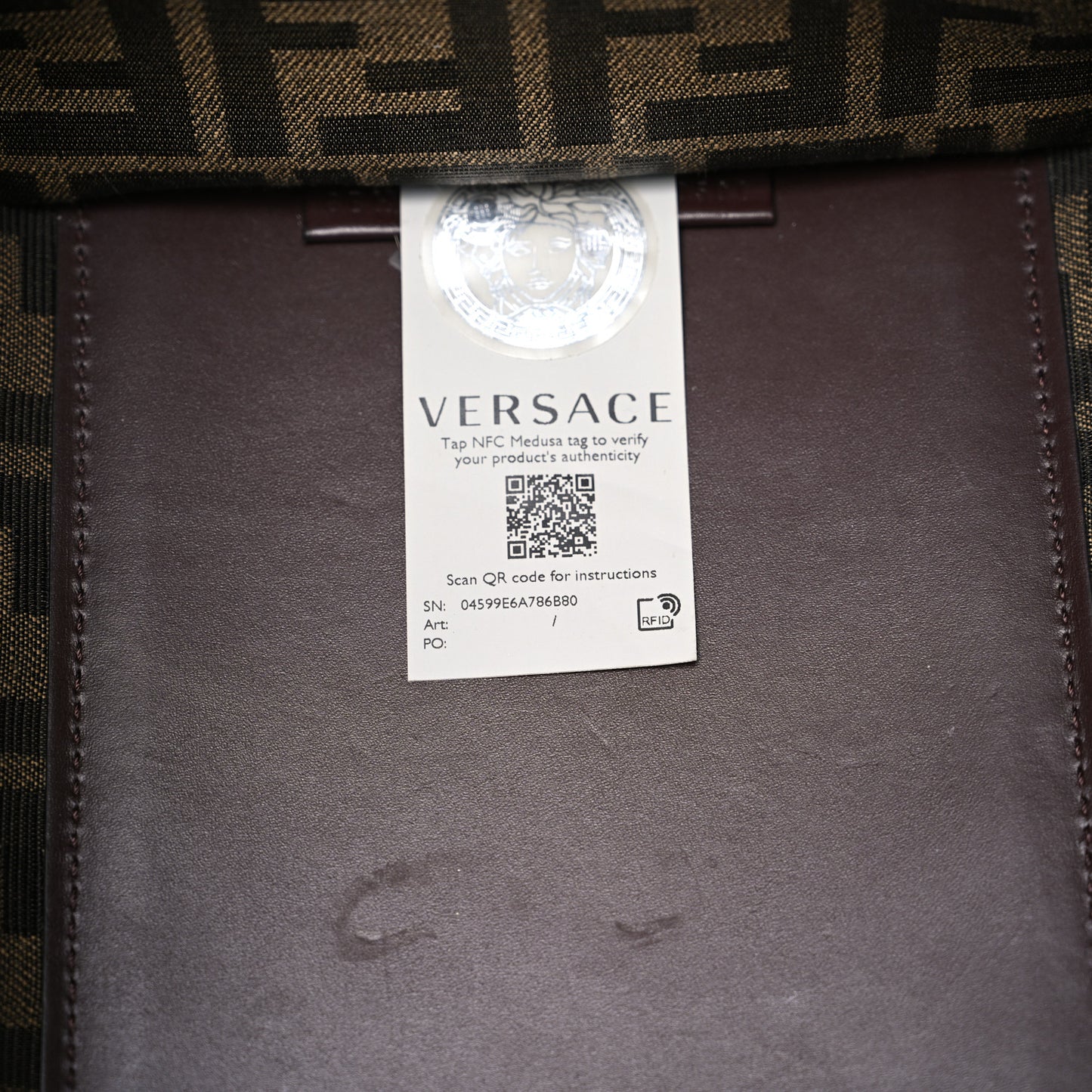 X VERSACE Calfskin Plexiglass Fendace FF Baroque Print Medium Fendi Sunshine Shopper Tote Gold Multicolor