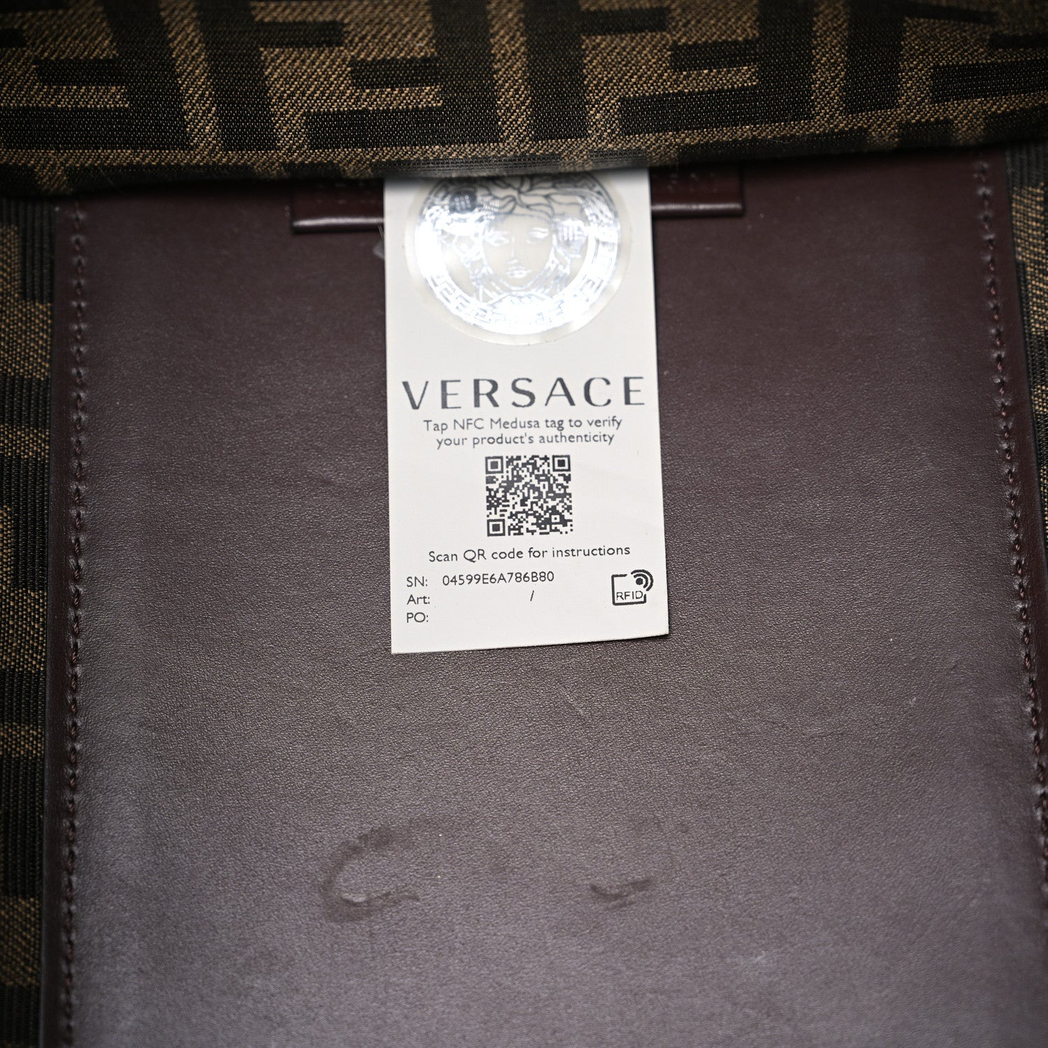 Fendi X VERSACE Calfskin Plexiglass Fendace FF Baroque Print Medium Fendi Sunshine Shopper Tote Gold Multicolor 7 of 10