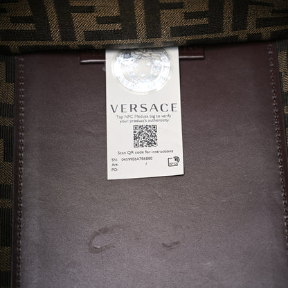 Fendi X VERSACE Calfskin Plexiglass Fendace FF Baroque Print Medium Fendi Sunshine Shopper Tote Gold Multicolor 7 of 10