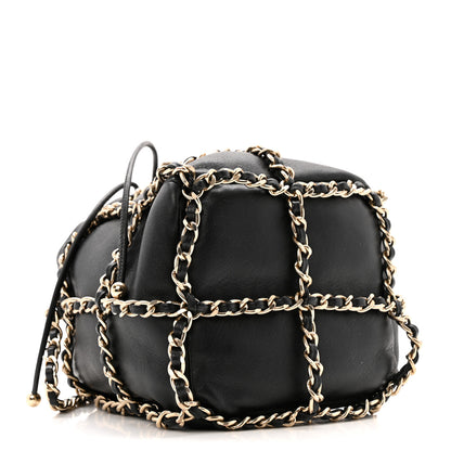 Chanel Lambskin Bucket Chain Drawstring Bag Black 4 of 13