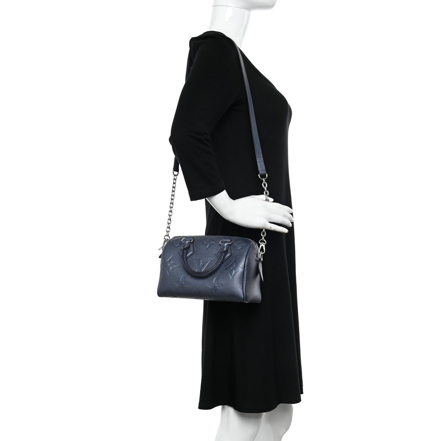 Metallic Empreinte Monogram Giant Speedy Bandouliere 20 Navy Nacre