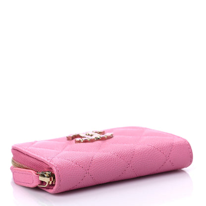 Chanel Caviar Quilted Enamel CC Zip Around Coin Purse Pink 4 of 8