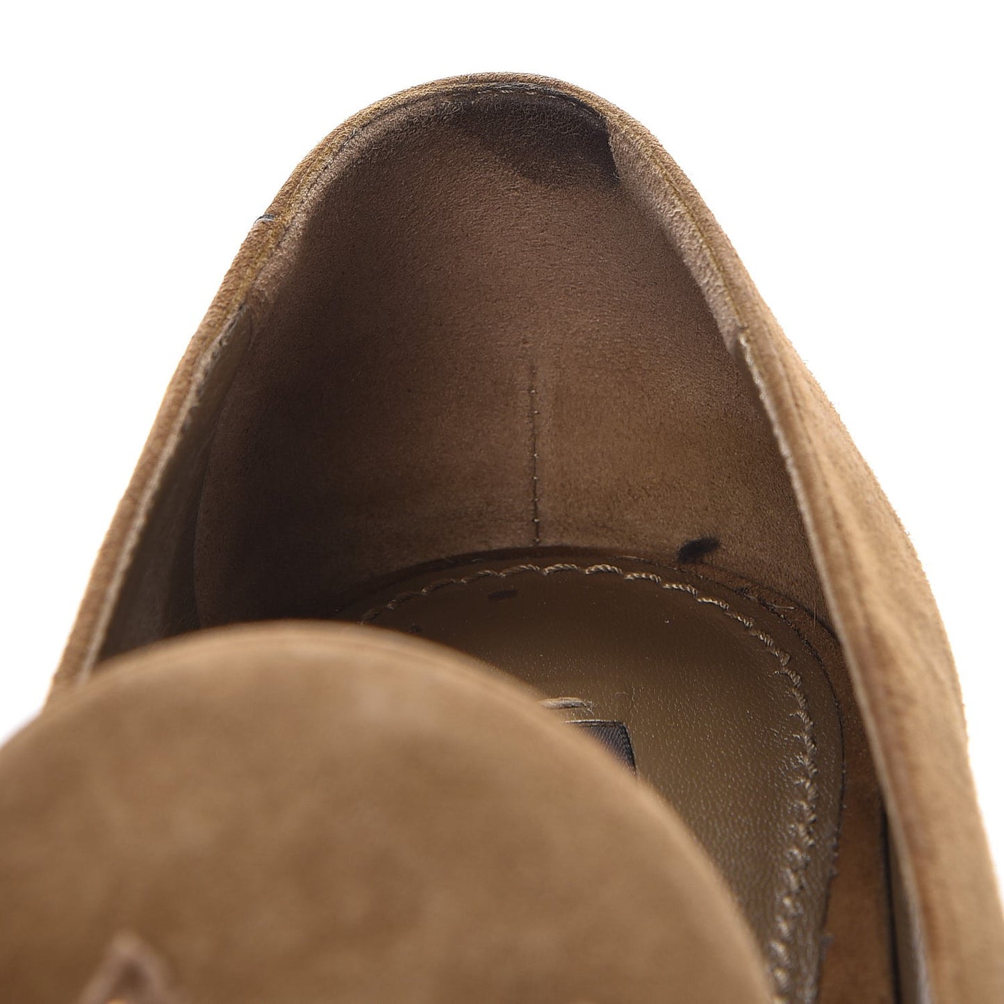 Suede Preppy Flat Loafers 38.5 Kaki