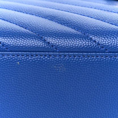 Saint Laurent Grain De Poudre Matelasse Chevron Large Monogram Satchel Blue Majorelle 9 of 10