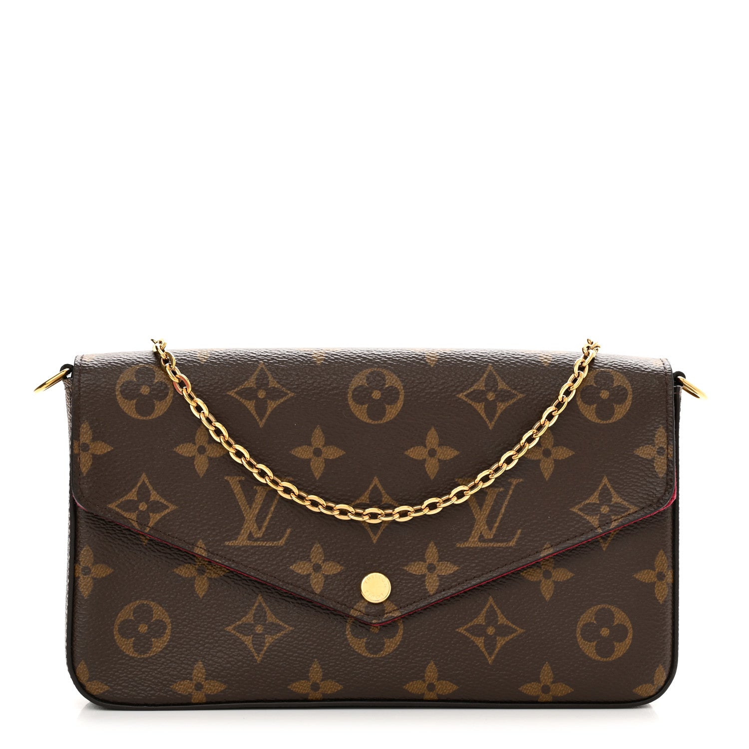 Louis Vuitton Monogram Pochette Felicie Chain Wallet Fuchsia 3 of 11