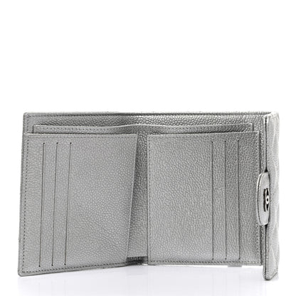 Chanel Metallic Caviar Quilted Compact Flap Wallet Silver 5 of 8
