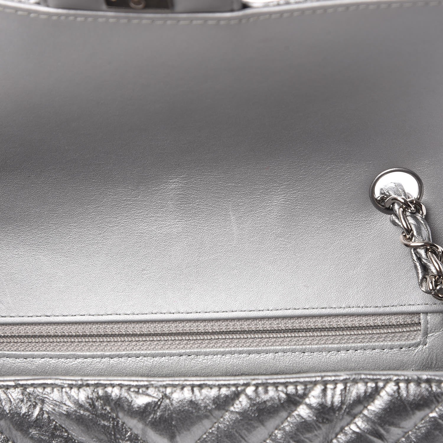 Chanel Patent Metallic Crumpled Calfskin Chevron Quilted Mini Rectangular Flap Silver 6 of 11