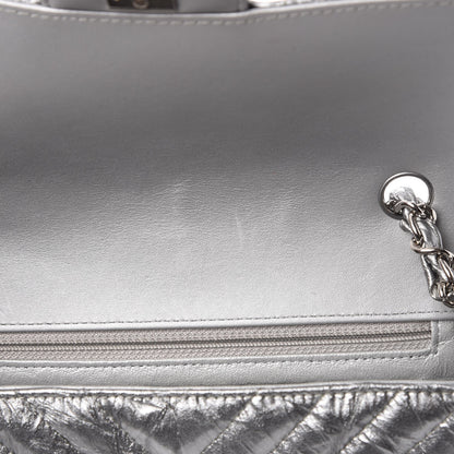 Chanel Patent Metallic Crumpled Calfskin Chevron Quilted Mini Rectangular Flap Silver 6 of 11