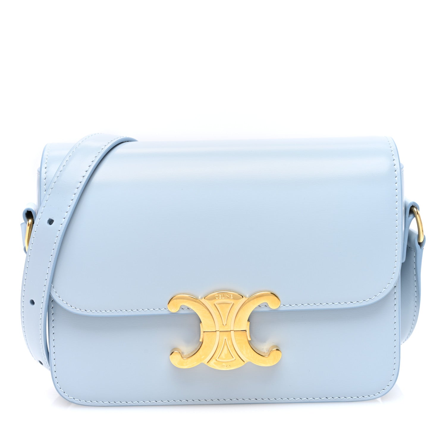 Celine Shiny Calfskin Teen Triomphe Pale Blue 1 of 9