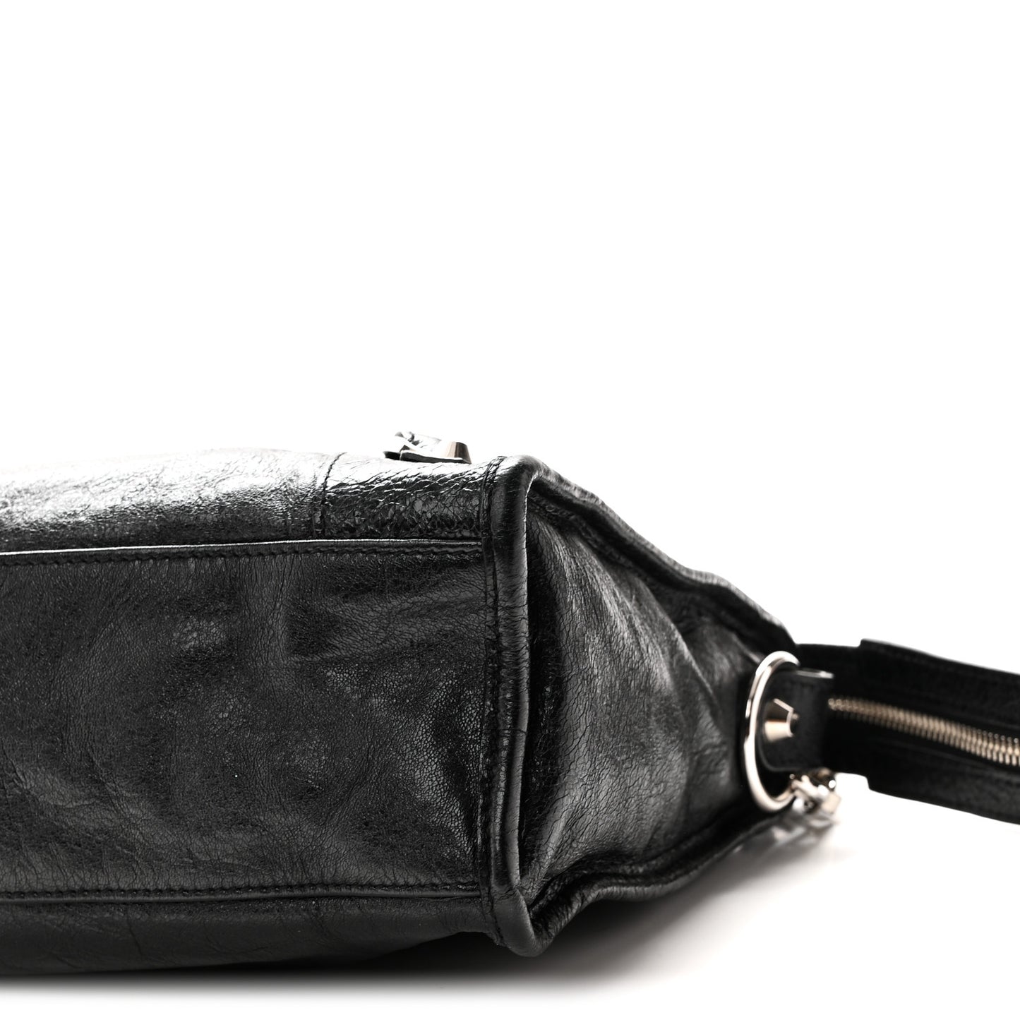 Agneau Classic Hardware S City Logo Strap Black White