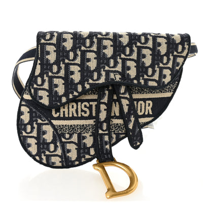 Christian Dior Oblique Embroidered Saddle Belt Pouch Blue 1 of 11