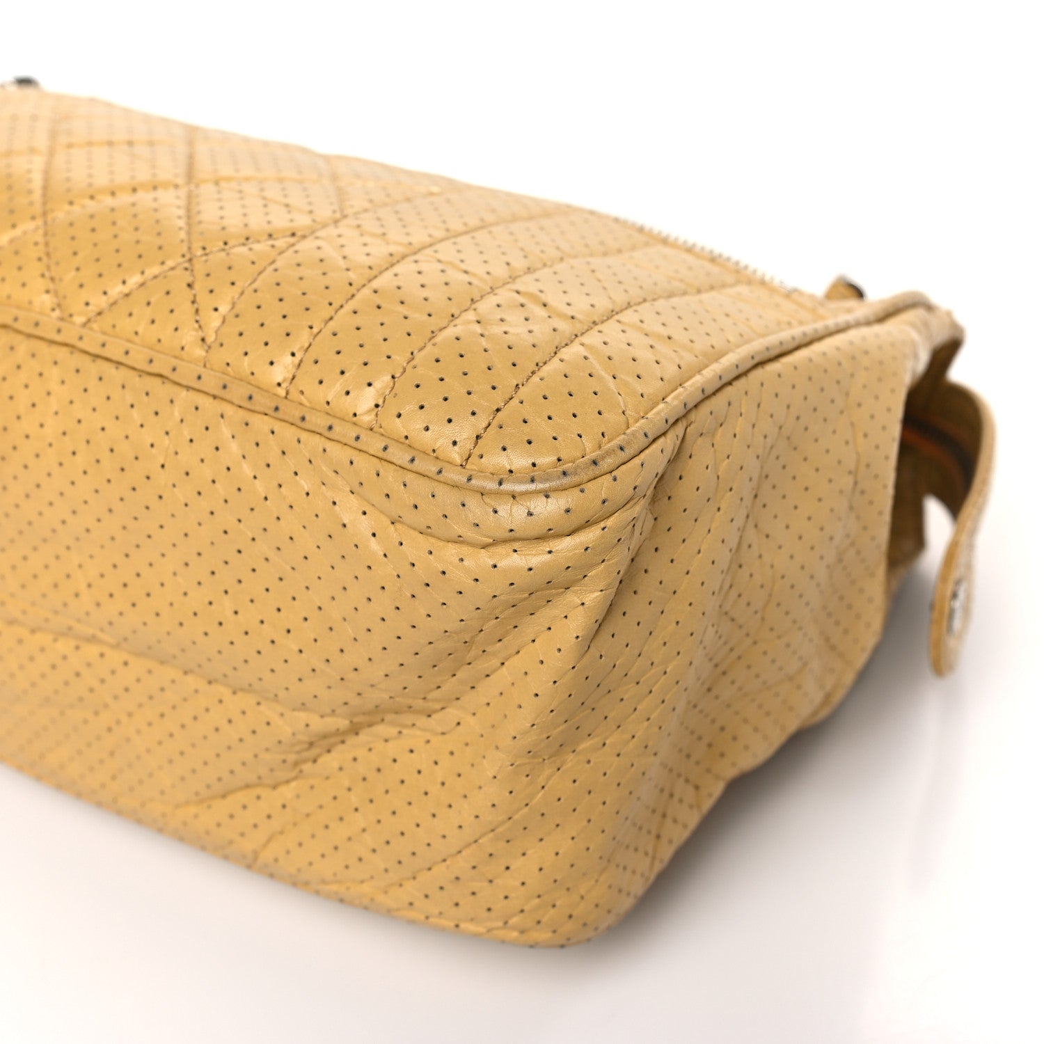 Chanel Calfskin Perforated 50's Satchel Yellow Yellow 9 of 9