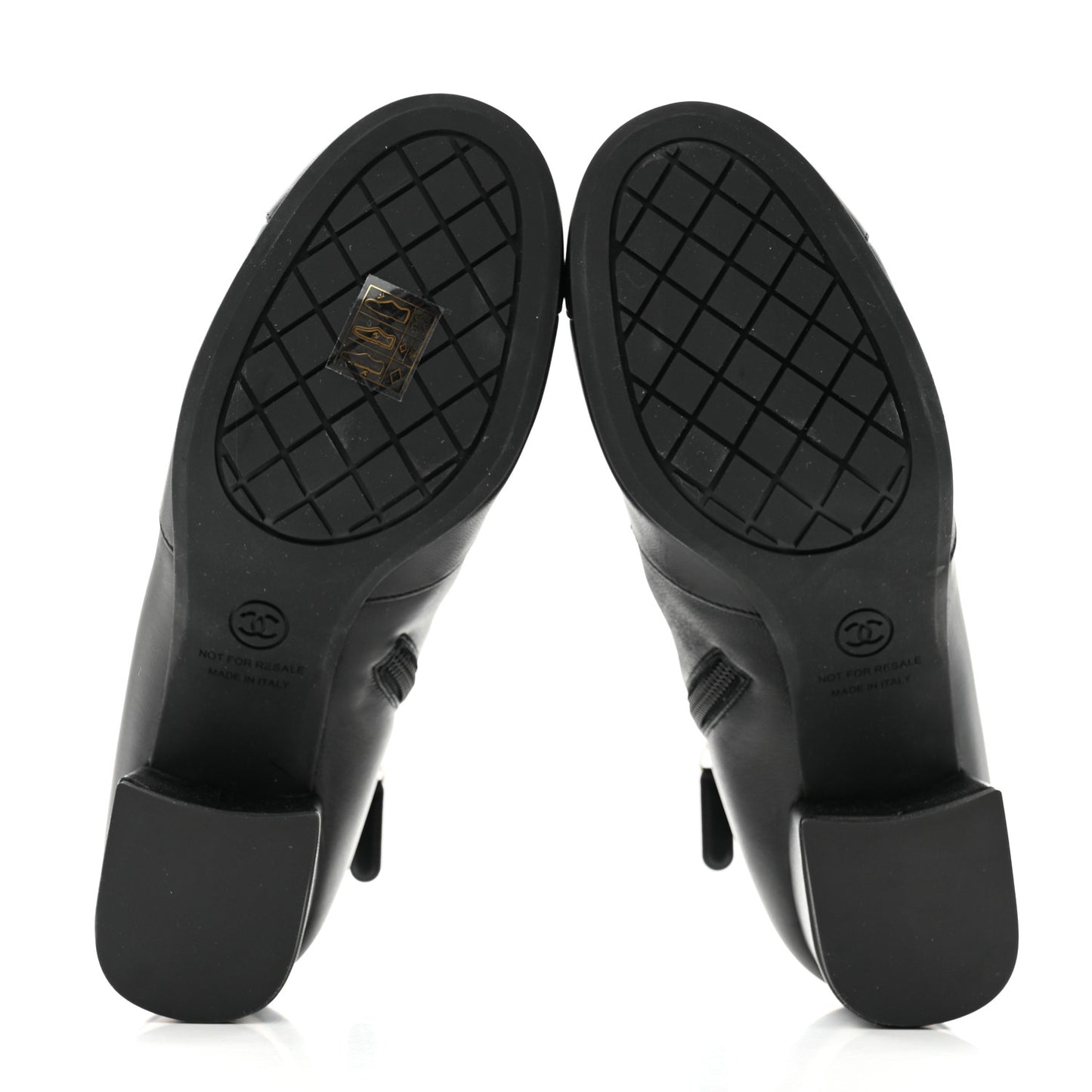 Stretch Lambskin Cap Toe CC Short Boots 37 Black