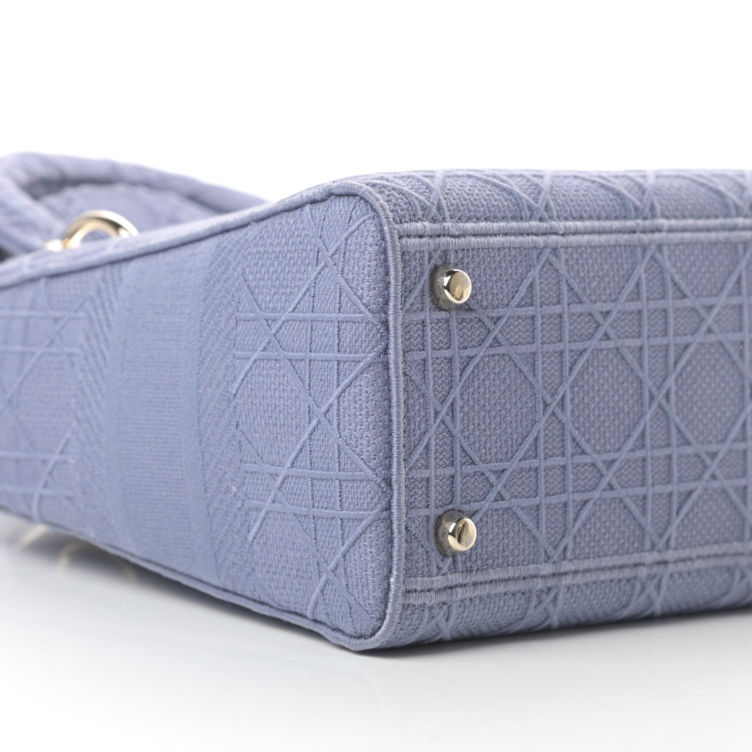 Christian Dior Canvas Embroidered Cannage Medium Lady D-Lite Blue 8 of 15