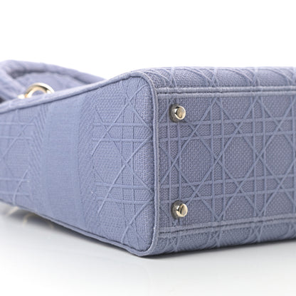 Christian Dior Canvas Embroidered Cannage Medium Lady D-Lite Blue 8 of 15