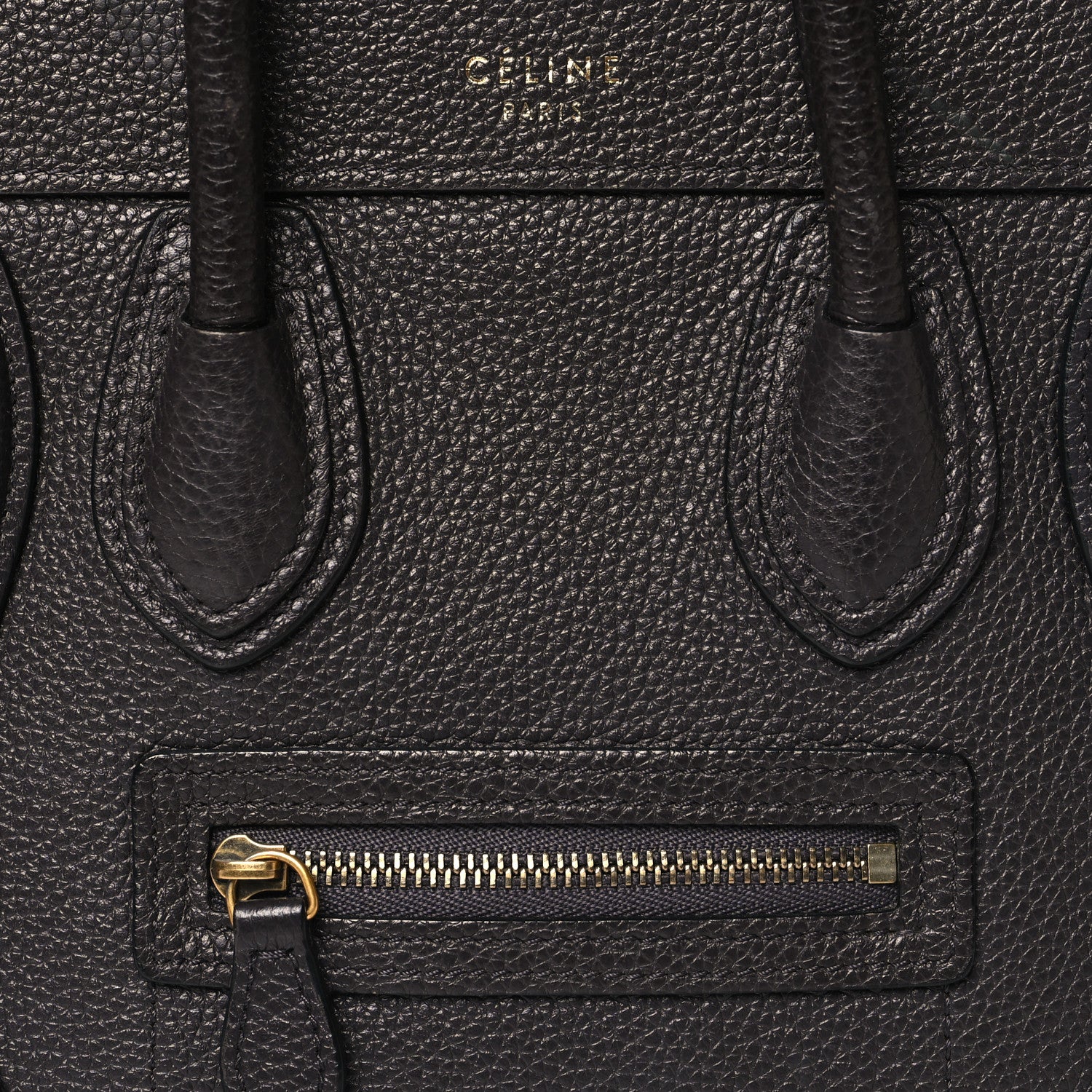 Celine Drummed Calfskin Nano Luggage Liquorice 6 of 13