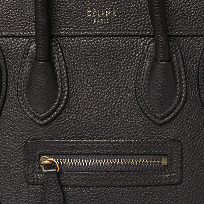 Celine Drummed Calfskin Nano Luggage Liquorice 6 of 13
