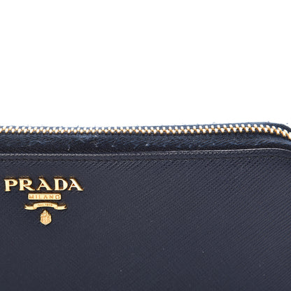 Prada Saffiano Metal Zip Around Wallet Baltico 8 of 9