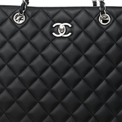 Chanel Calfskin Quilted Large Turn Lock Shopping Tote Black 8 of 11