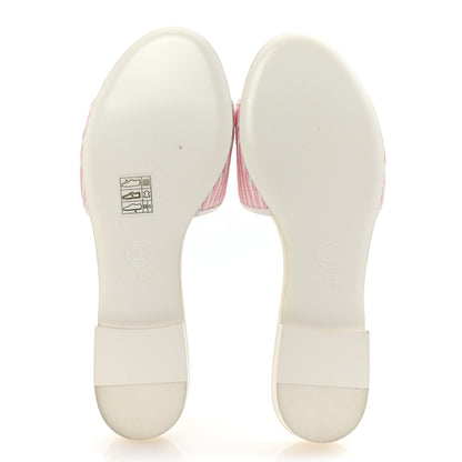 Chanel Fabric Embroidered CC Bow Mules 36 White Pink 6 of 10
