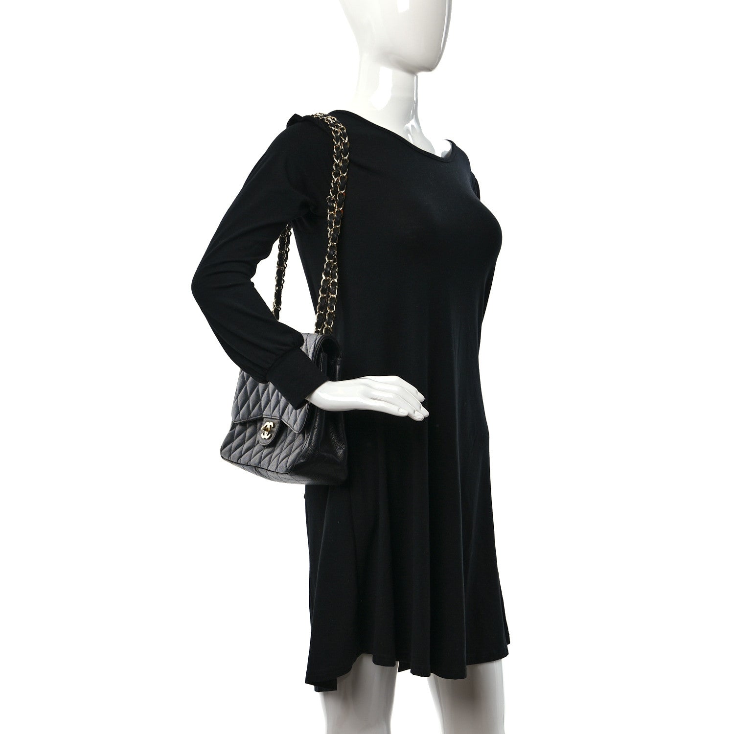 Chanel Caviar Quilted Jumbo Single Flap Black 2 of 12