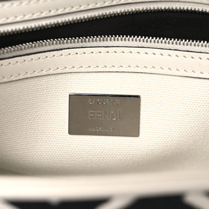 Fendi Canvas Vitello King FF Embroidered Baguette White Black 6 of 11