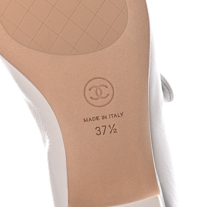 Chanel Patent Calfskin Mary Jane Strap Pumps 37.5 White 6 of 8