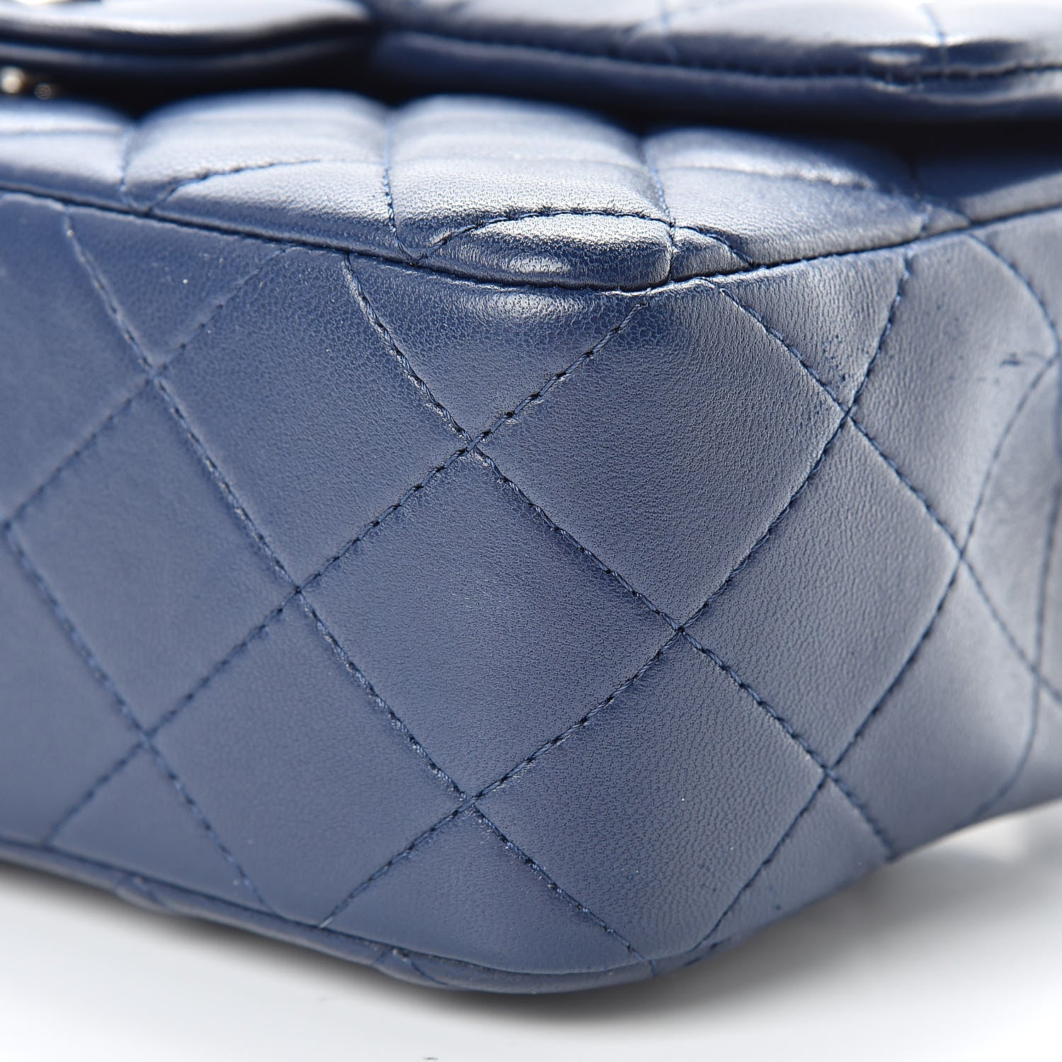 Chanel Lambskin Quilted Mini Rectangular Flap Dark Blue 10 of 12