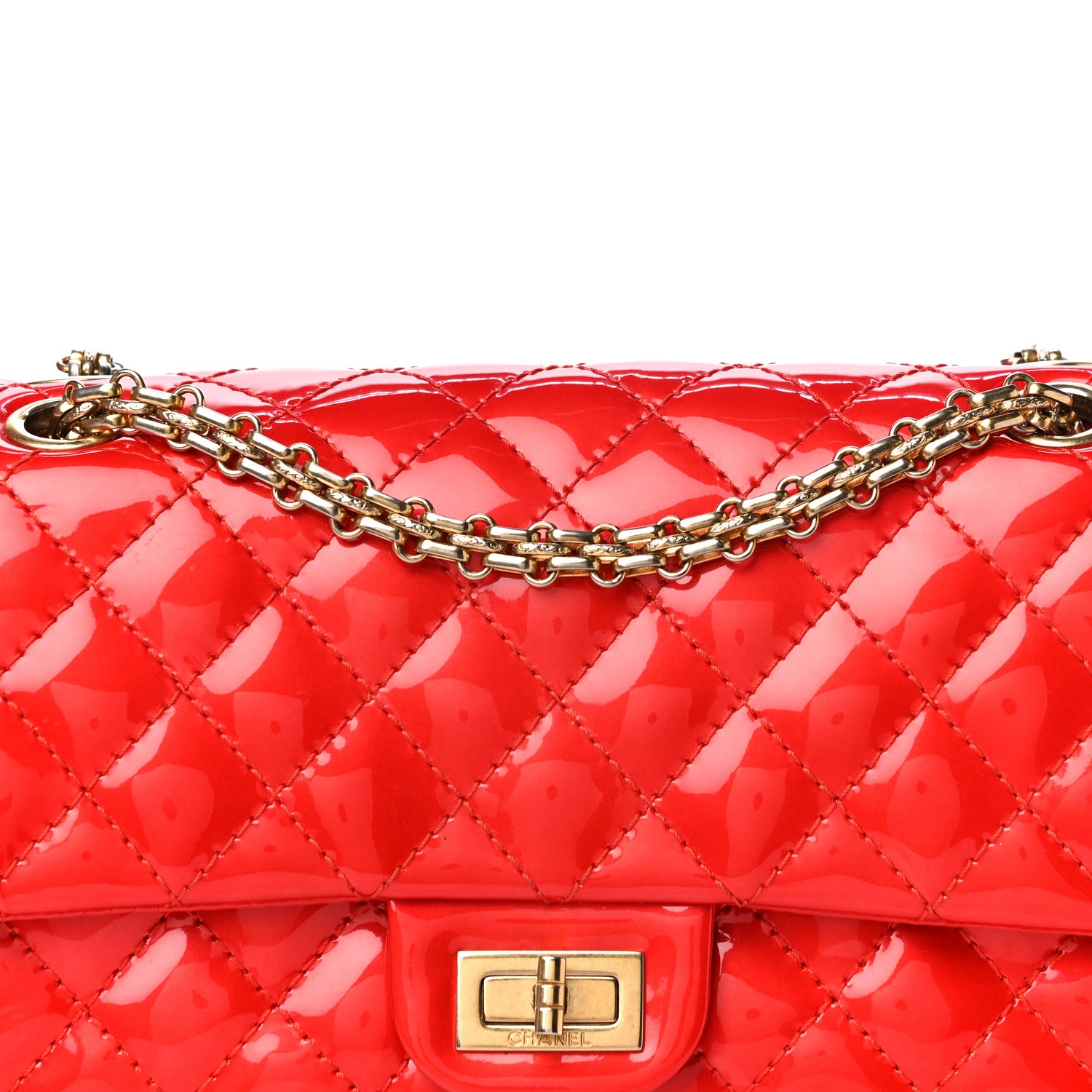 Chanel Patent Quilted Accordion Reissue 2.55 Flap Red 8 of 11