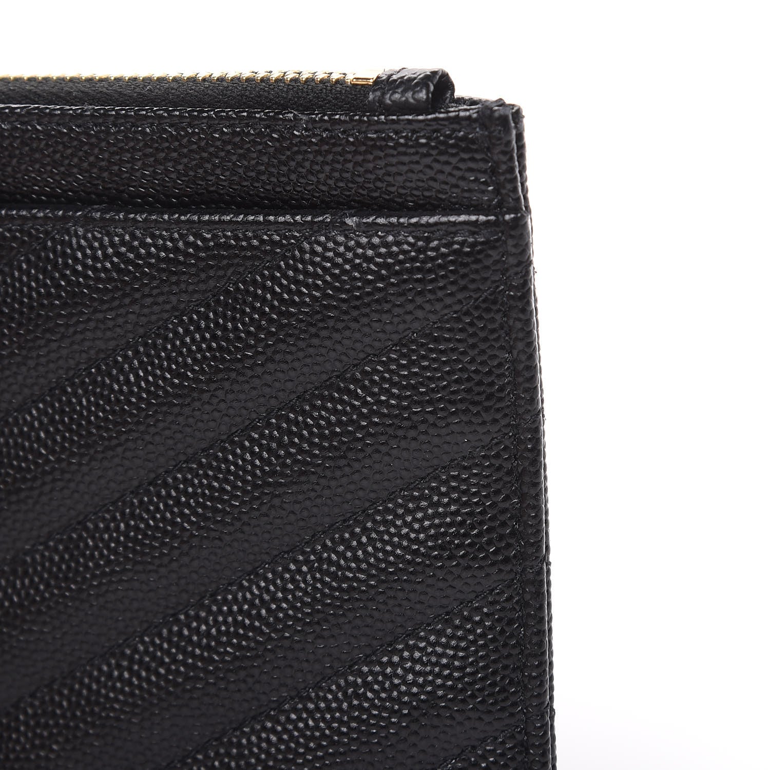 Saint Laurent Grain De Poudre Chevron Monogram Bill Pouch Black 10 of 12