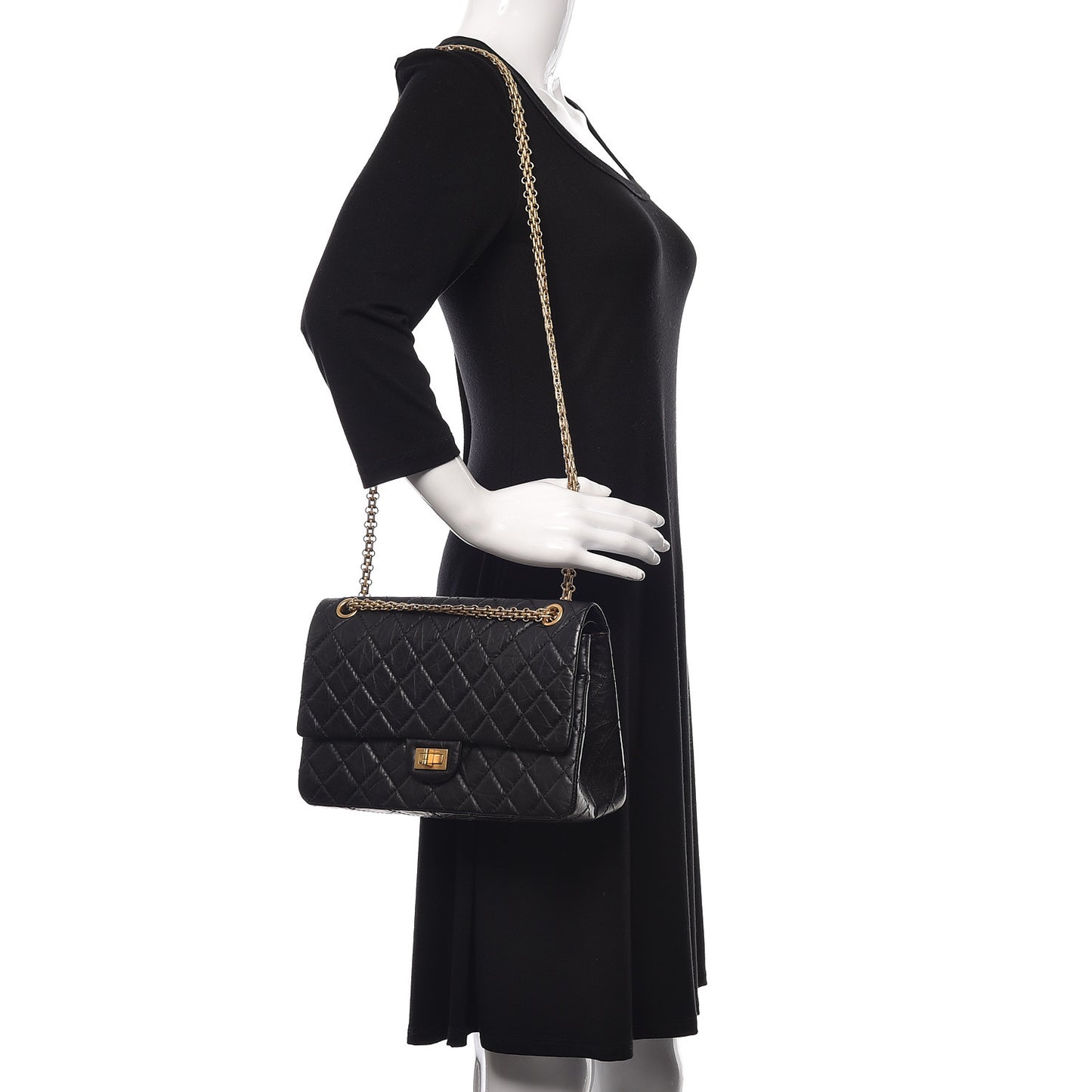 Aged Calfskin Quilted 2.55 Reissue 226 Flap Black