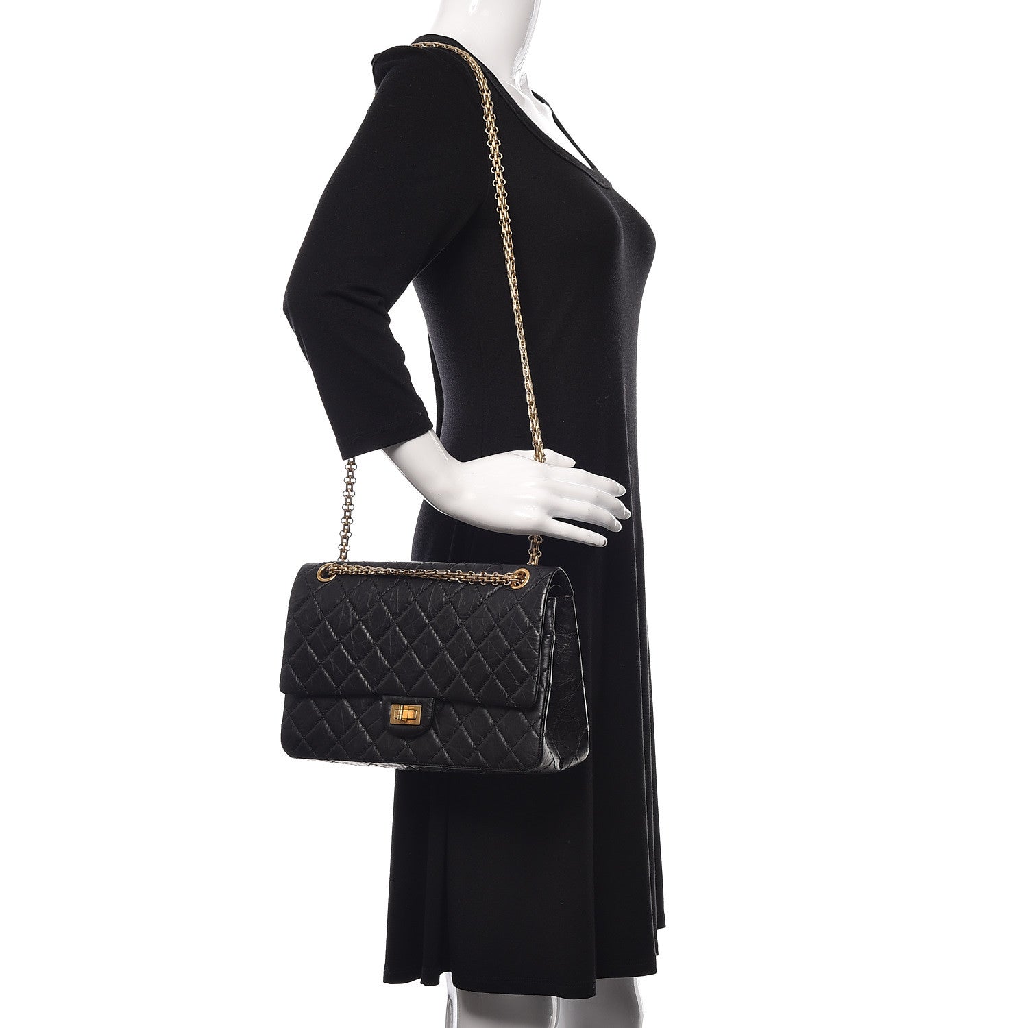 Chanel Aged Calfskin Quilted 2.55 Reissue 226 Flap Black 2 of 11