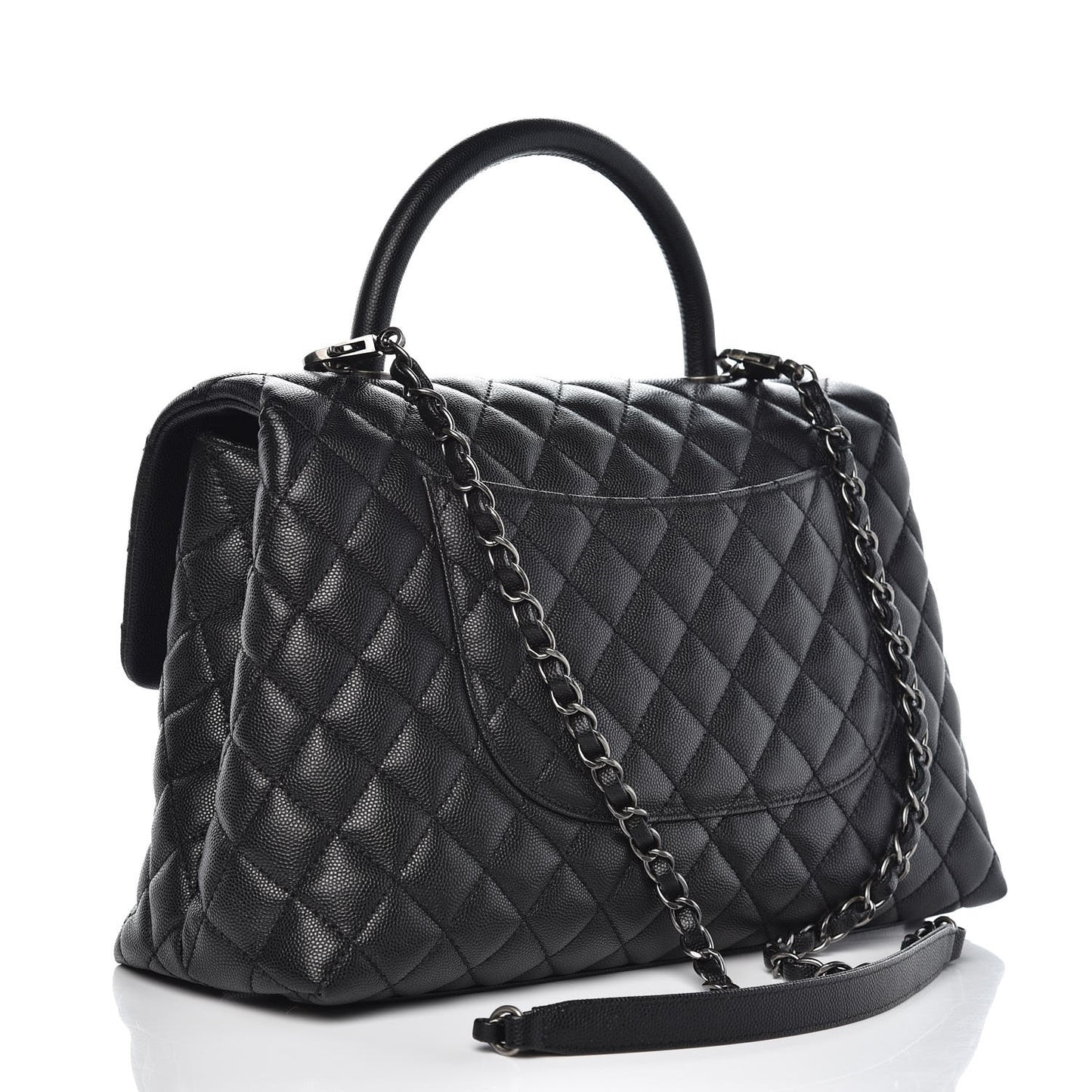 Caviar Quilted Medium Coco Handle Flap Black