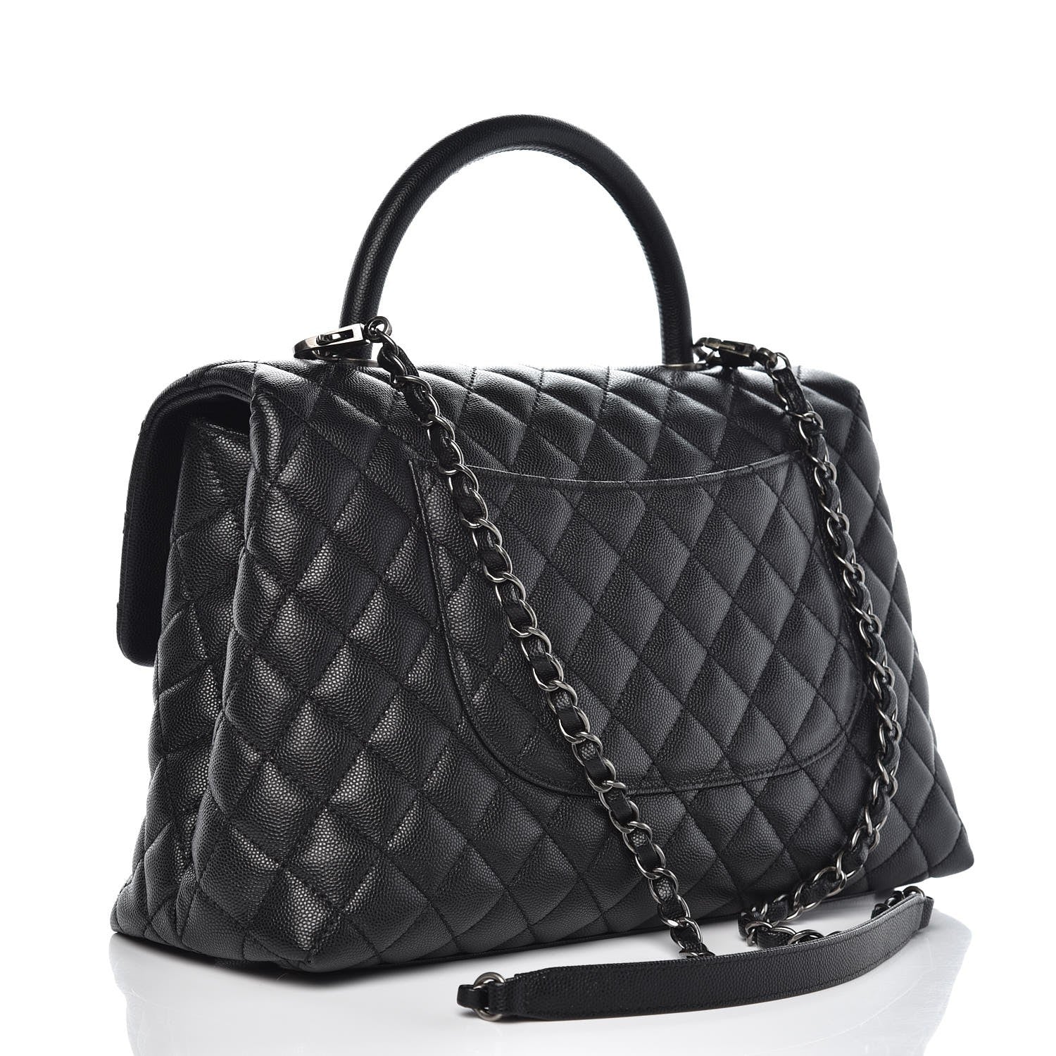 Chanel Caviar Quilted Medium Coco Handle Flap Black 3 of 7