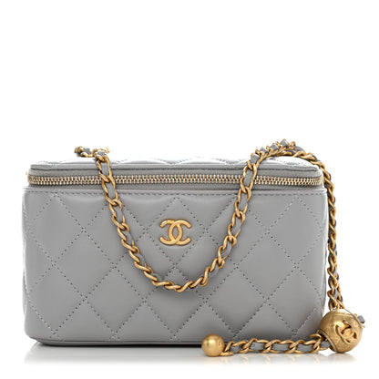 Chanel Lambskin Quilted Small Pearl Crush Vanity Case With Chain Grey 1 of 12