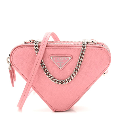 Prada Saffiano Mini Triangle Crossbody Pouch Petalo 1 of 12