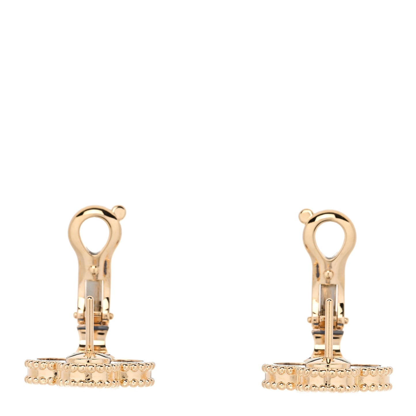 18K Yellow Gold Blue Agate Vintage Alhambra Earrings