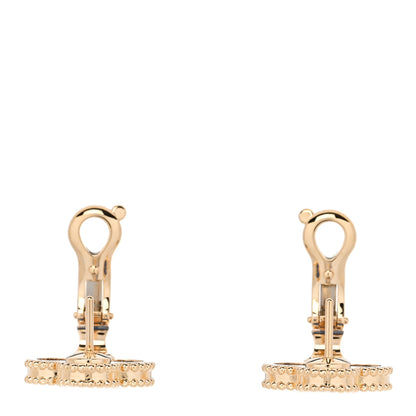 Van Cleef & Arpels 18K Yellow Gold Blue Agate Vintage Alhambra Earrings 3 of 5