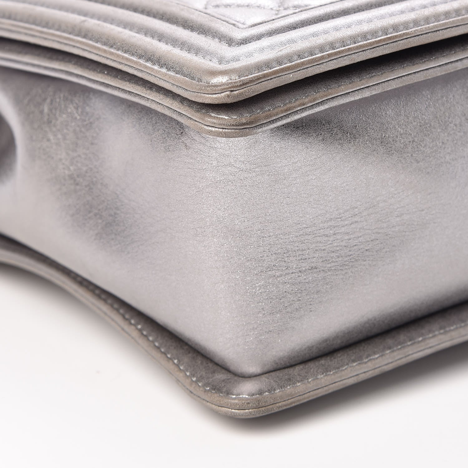 Chanel Metallic Calfskin Quilted Large Boy Flap Silver 9 of 10