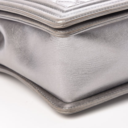 Chanel Metallic Calfskin Quilted Large Boy Flap Silver 9 of 10