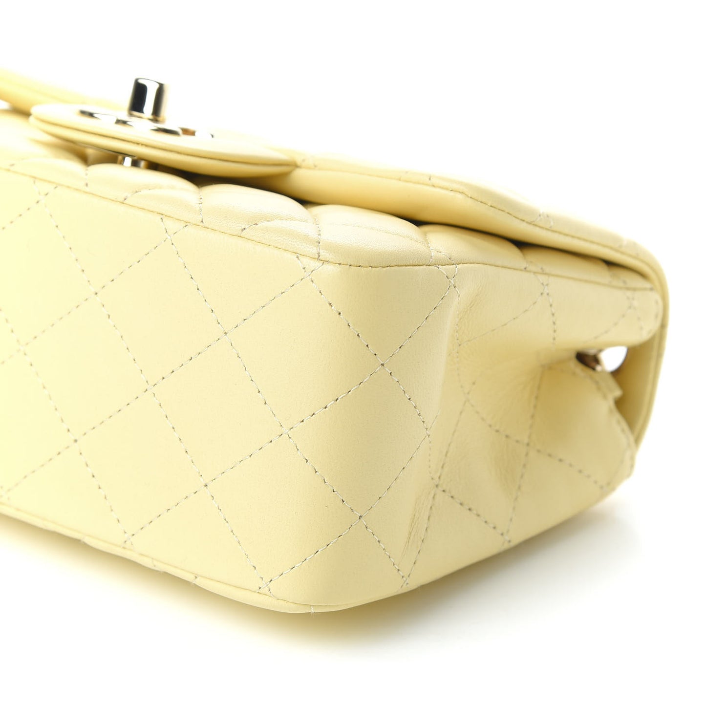 Lambskin Quilted Mini Square Flap Light Yellow