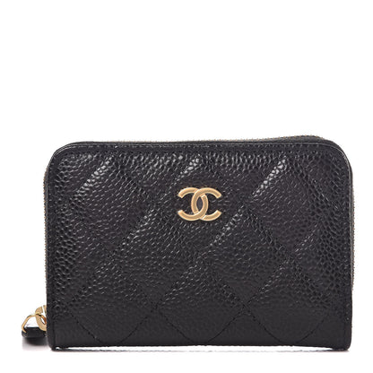 Chanel Caviar Quilted Zip Coin Purse Black 1 of 8