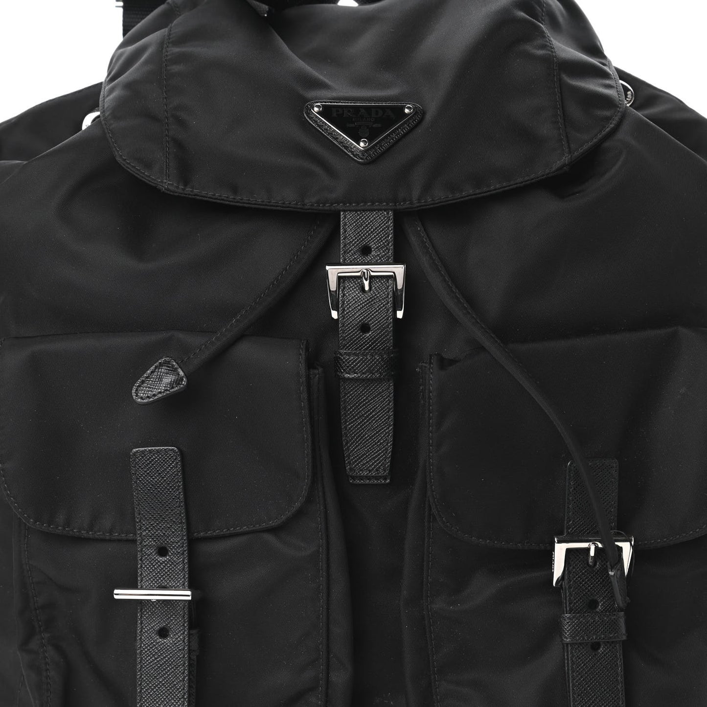 Tessuto Nylon Vela Saffiano Large Backpack Black