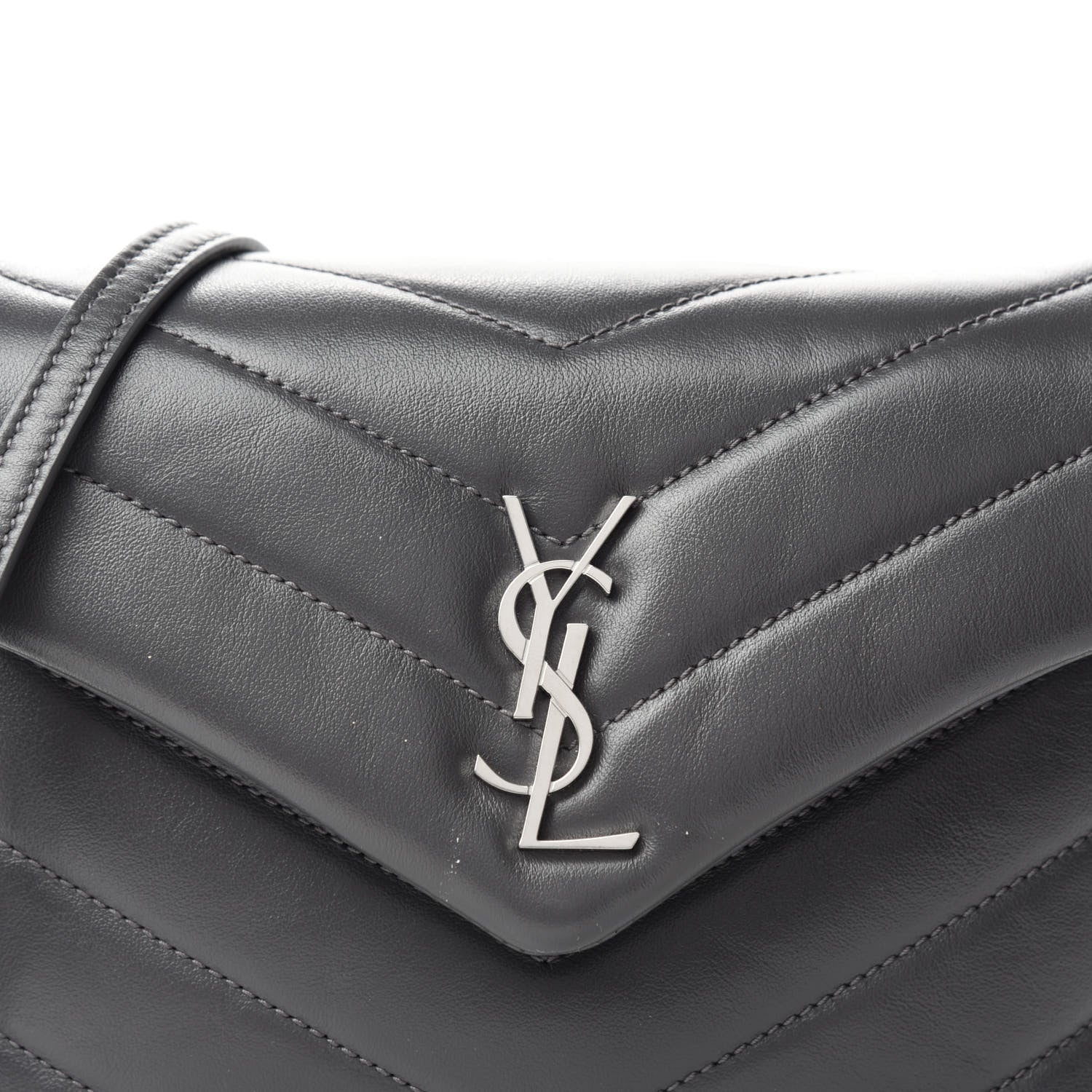 Saint Laurent Calfskin Y Quilted Monogram Toy Loulou Crossbody Bag Storm 14 of 14