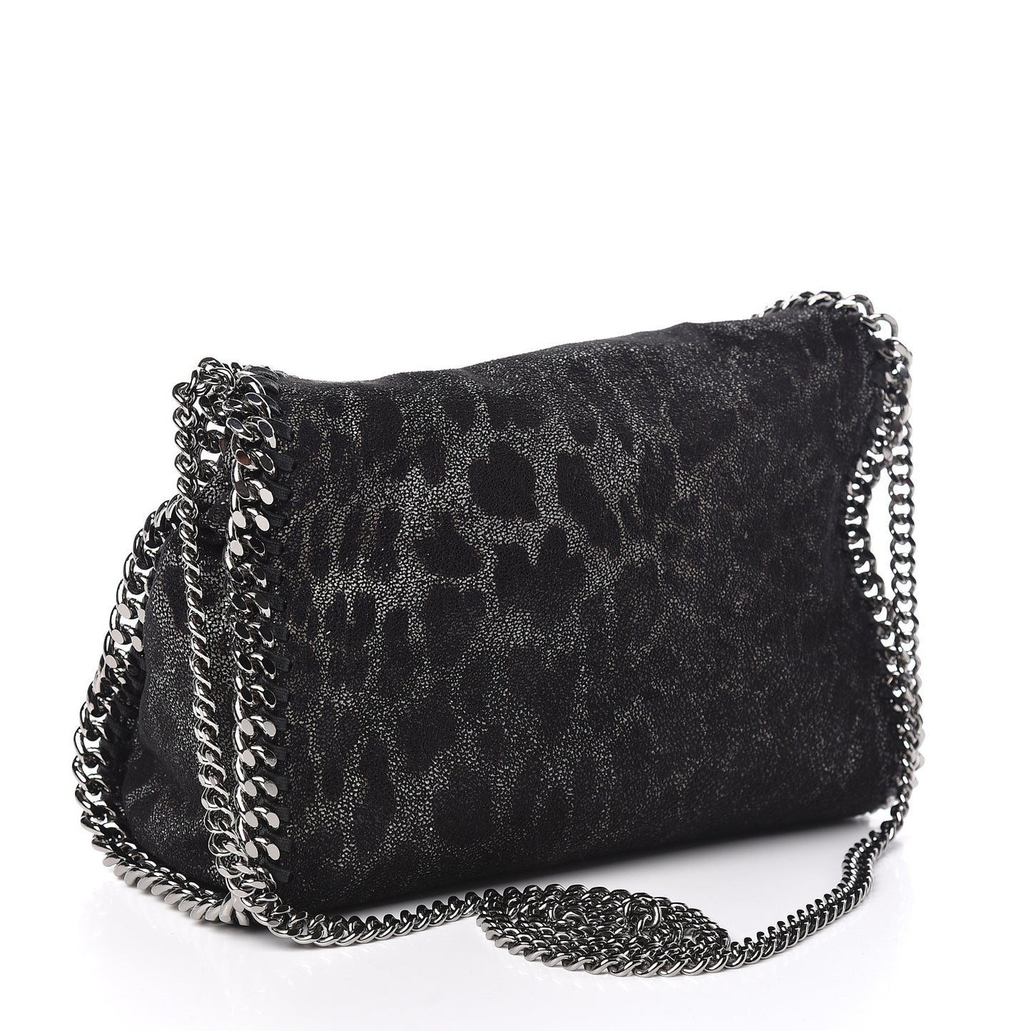 Shaggy Deer Leopard Print Mini Falabella Tote Black