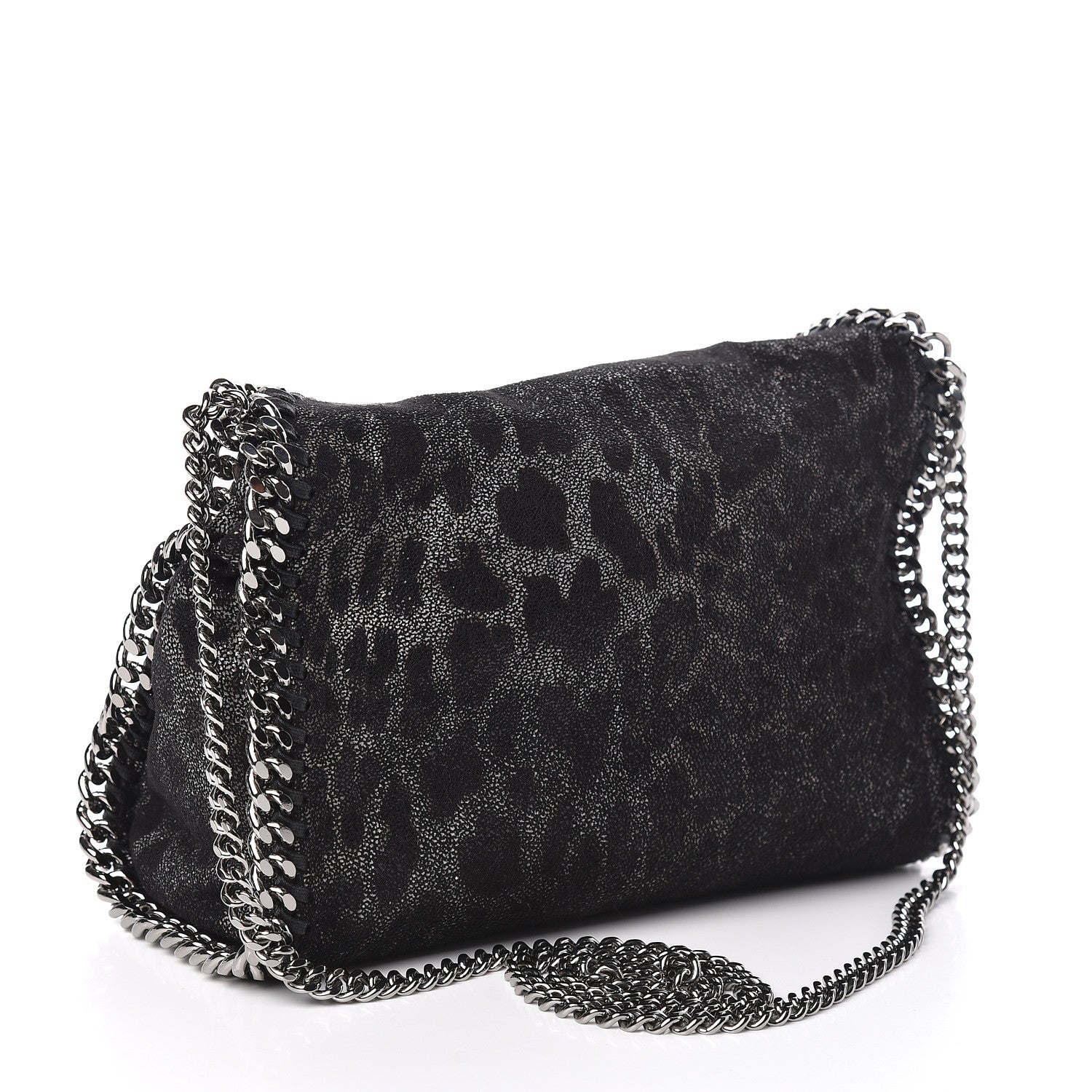 Stella McCartney Shaggy Deer Leopard Print Mini Falabella Tote Black 3 of 8