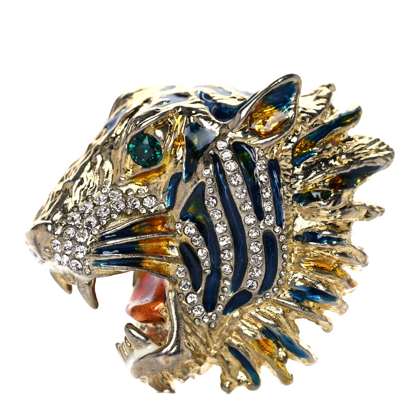 Metal Crystal Rajah Brooch Gold