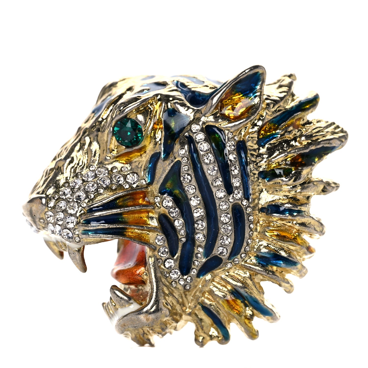 Gucci Metal Crystal Rajah Brooch Gold 1 of 6
